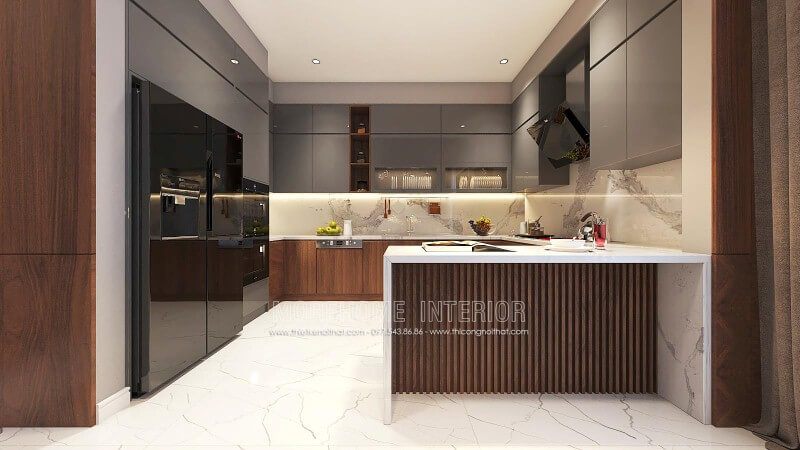  20 mẫu trang trí nội thất phòng bếp căn hộ, nhà phố, biệt thự mái ấm gia đình Việt