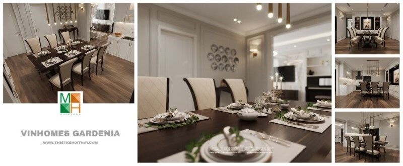 Trang trí nội thất phòng ăn chung cư đẹp, sang trọng phong cách đương đại